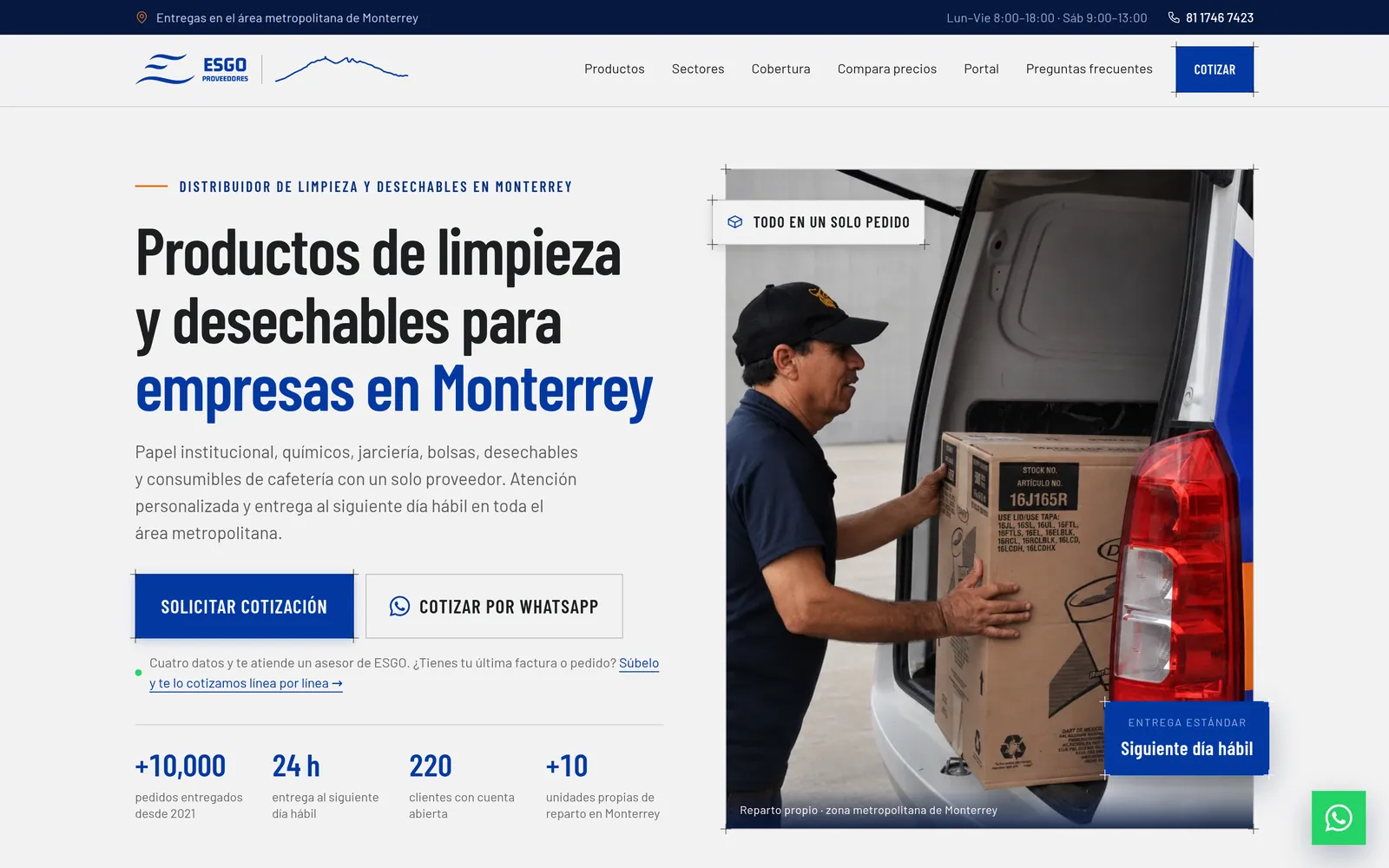 Portada de esgoproveedores.com en computadora